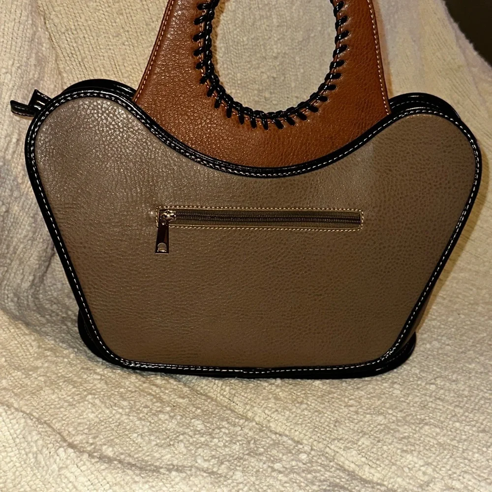 NEW American Bee-Vegan Butterfly Accent Tan and Brown Women's Bag